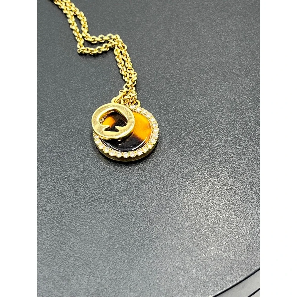 Kate Spade NY Spot The Spade‎ Brown Gold Plated Pave Charm necklace
